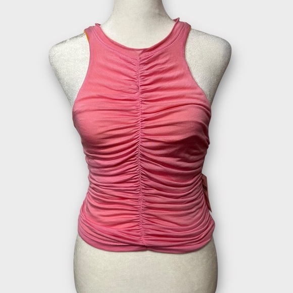 NEW Anthropologie Pilcro Reversible Tank Top Women's XS Pink Orange Ruched Knit - Picture 1 of 9